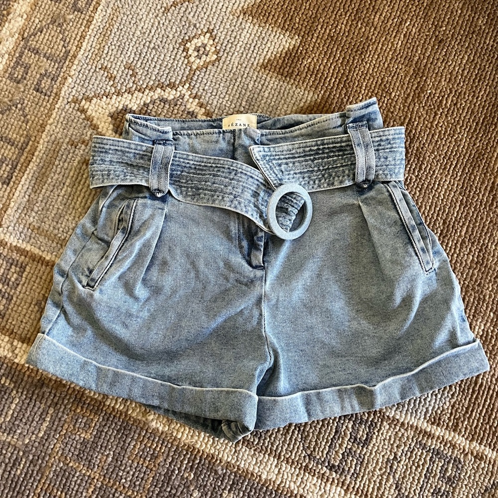 Sezane Rome Shorts in Pale Blue Denim